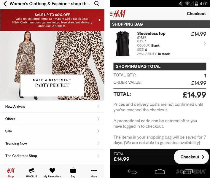 H&M mobile shopping