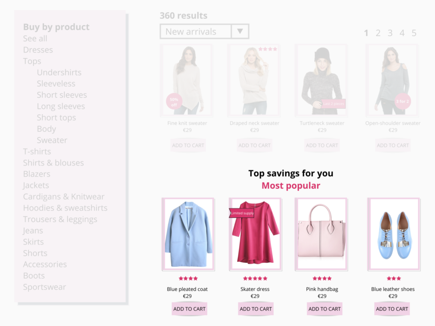Create personalized filters based on visitor affinity to simplify the navigation